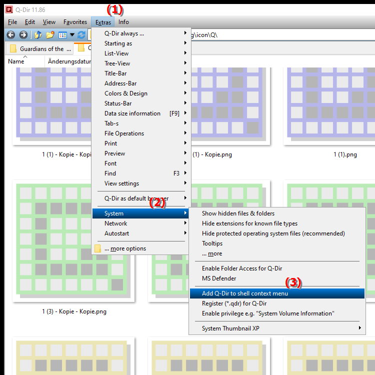 How do I add Quad File Explorer  Q Dir  to the Windows Shell menu